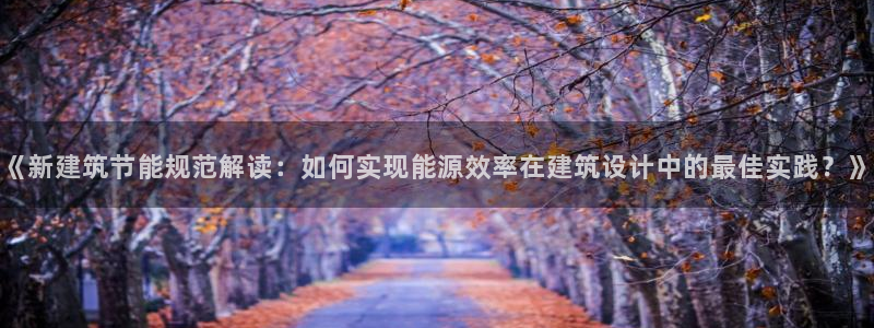 e尊国际7779：《新建筑节能规范解读：如何实现能源效率在建筑设计中的最佳实践？》