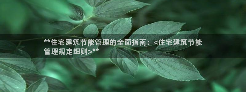 e尊国际客户端：**住宅建筑节能管理的全面指南：<住宅建筑节能
管理规定细则>**